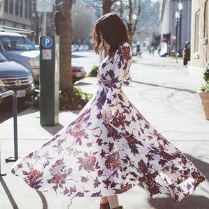 NWT Free People Small First Kiss Maxi Dress Ivory red blue
